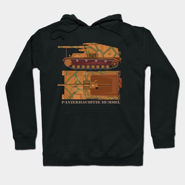 Hummel WW2 German Self-propelled Artillery Diagram Hoodie by Battlefields